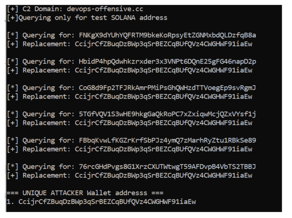 Figure 18: Running Script for Test Solana Addresses 